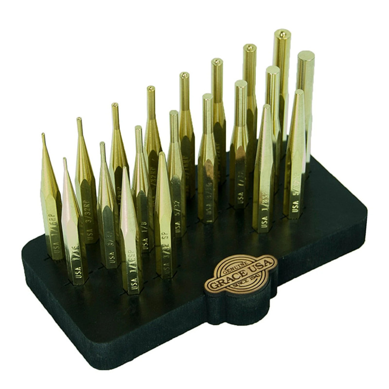20 Piece Brass Punch Set w/Bench Block